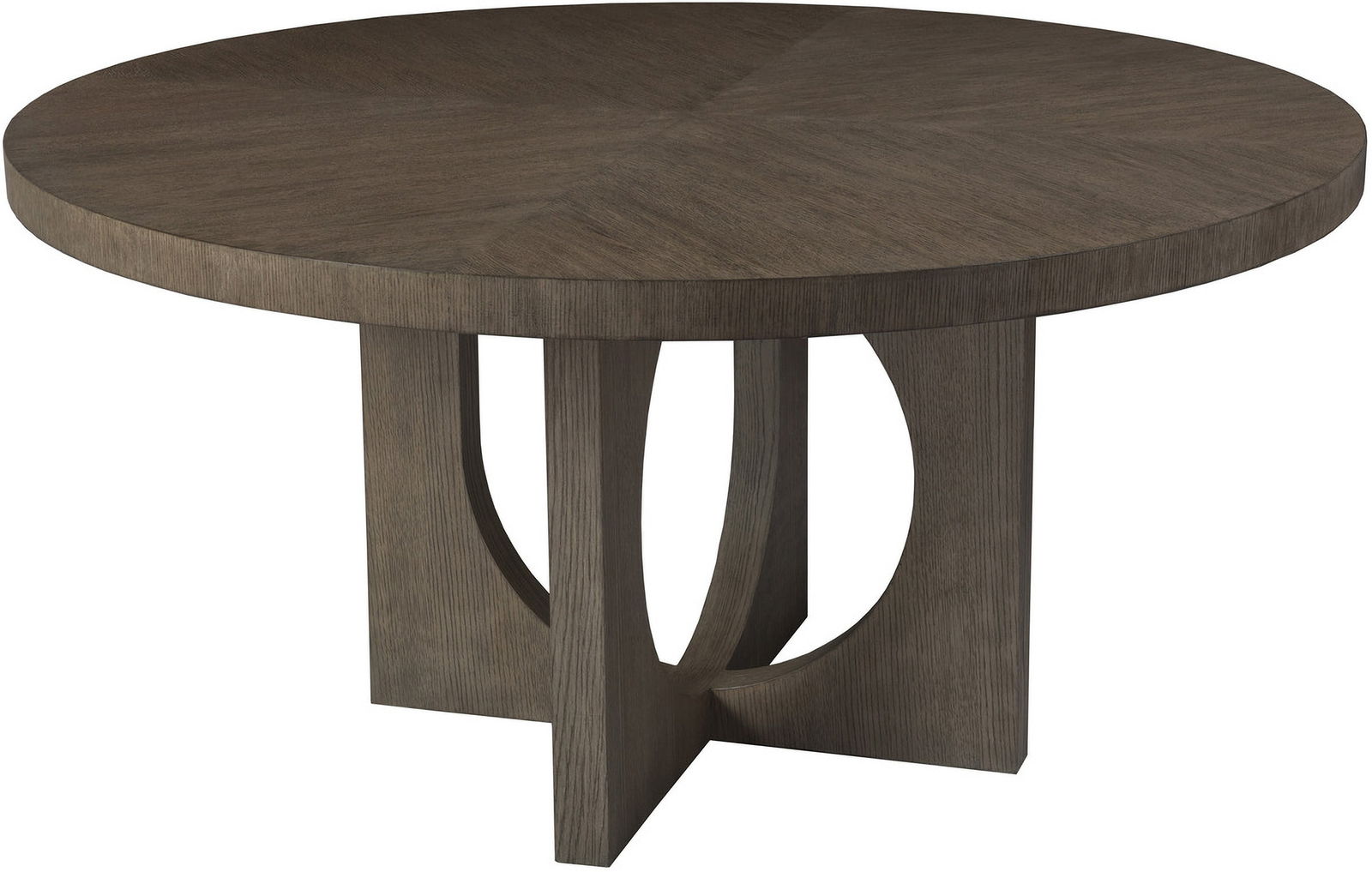 Signature Designs Apostrophe Round Dining Table: Signature Designs Apostrophe Round Dining Table Contemporary designs in deeply sandblasted quartered oak veneers with a cappuccino gray oak finish. The top is a quartered oak four-way matched veneer p