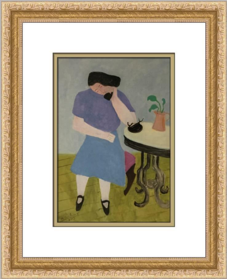 Milton Avery Woman At Telephone Newly Custom Framed Print: Milton Avery Woman At Telephone Newly Custom Framed Print Features: Framed Matted Region Of Origin: united states Item Width: 14 in Title: Woman at Telephone Production Technique: Offset Lithograph It