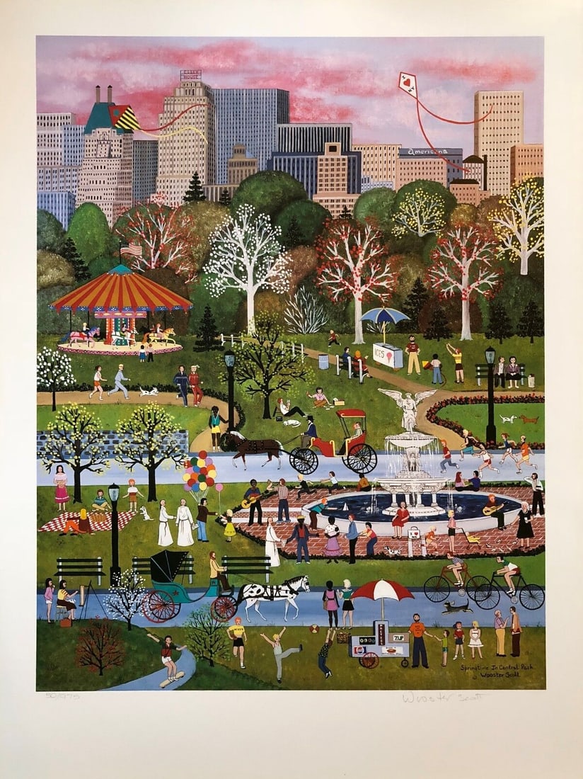 Jane Wooster Scott Signed & Numbered L/ED Lithograph Spring Time In Central Park: Jane Wooster Scott Signed & Numbered L/ED Lithograph Spring Time In Central Park Artist: Jane Wooster Scott Signed By: Jane Wooster Scott Image Orientation: Landscape Size: Medium Signed: Yes Material