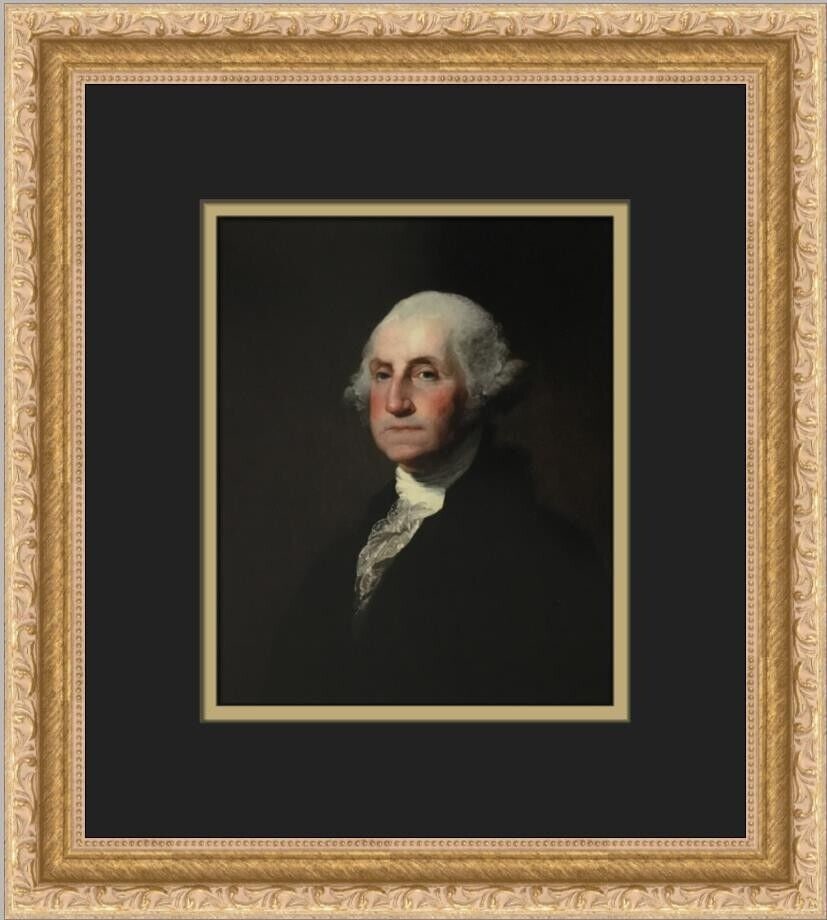 Gilbert Stuart Portrait of George Washington Custom Framed Print: Gilbert Stuart Portrait of George Washington Custom Framed Print Unit Of Sale: Single Piece Artist: Gilbert Stuart Size: Medium Item Length: 12 in Region Of Origin: United States Framing: Matted & Fra