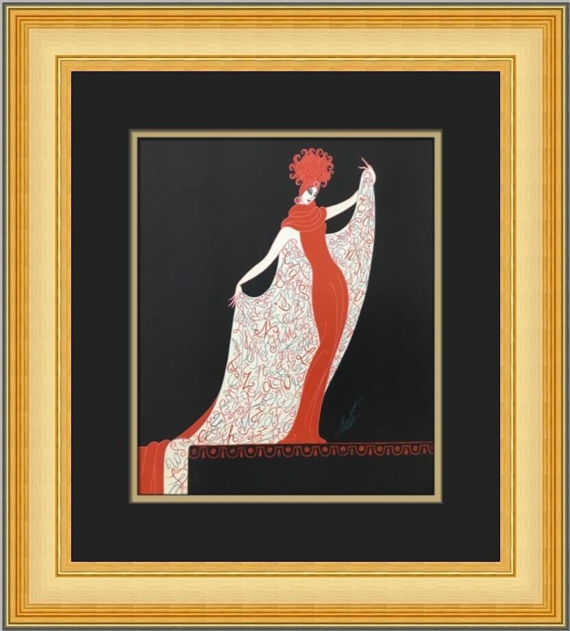 Erte Alphabet Cloak Custom Framed Print: Erte Alphabet Cloak Custom Framed Print Artist: Erte Unit Of Sale: Single Piece Size: Medium Item Length: 17 in Region Of Origin: usa Framing: Matted & Framed Year Of Production: 2001 Item Height: 17