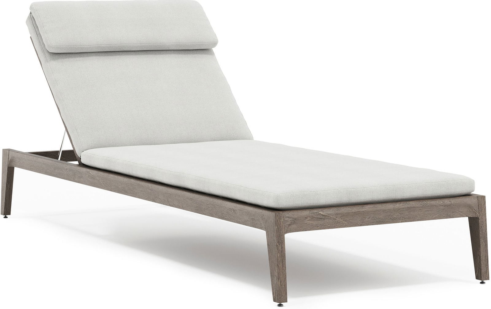 Ibiza Chaise: Ibiza Chaise The Ibiza chaise showcases a sleekly modern adjustable teak frame that's complemented with comfortable cushions. A unique panel on the back offers visual interest created with twisted aba