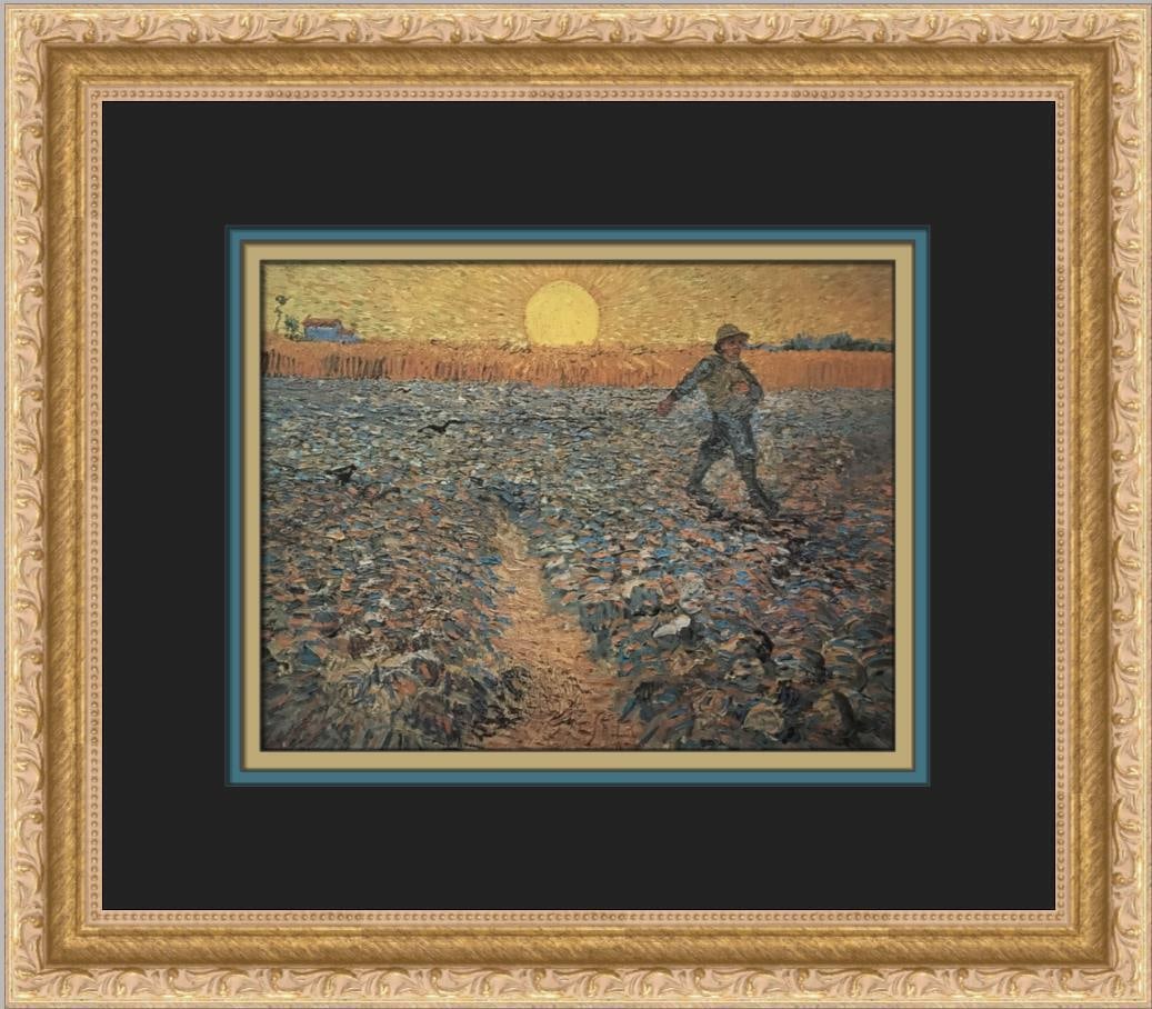 Vincent Van Gogh The Sower Custom Framed Print: Vincent Van Gogh The Sower Custom Framed Print Size: Medium Region Of Origin: United States Artist: Vincent van Gogh Production Technique: Offset Lithograph Framing: Matted & Framed Style: Realism Imp