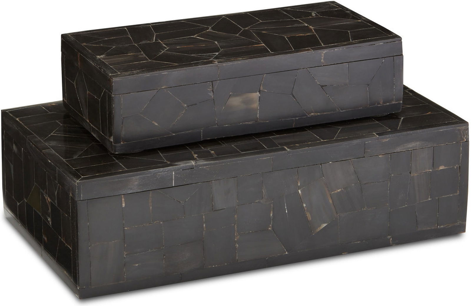 Black Bone Mosaic Box Set of 2: Black Bone Mosaic Box Set of 2 The Black Bone Mosaic Box Set Illustrates The Talents Of The Artisans Who Create The Surfaces Of These Black Decorative Boxes. The Mosaics In Black Bone Are Painstakingl