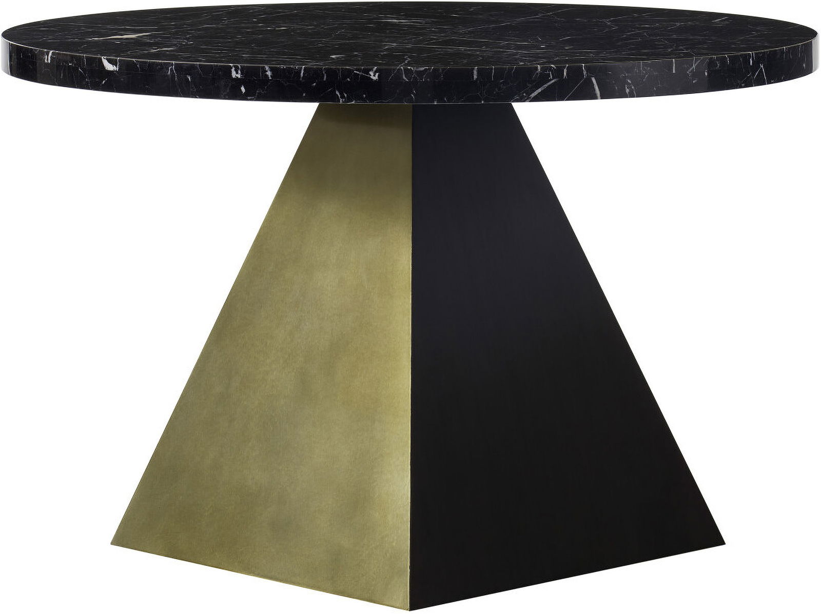 Louis 48 Inch Diameter Dining Table In Marble Top: Louis 48 Inch Diameter Dining Table In Marble Top Exuding both elegance and boldness whilecomplementing any interior space. A confident piece constructed with a round handcrafted black marble top with