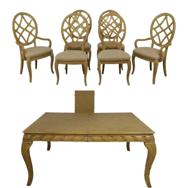 Italian Design Dining Room Table and Chairs Set: Italian Design Dining Room Table and Chairs Set Excellent Condition - Minor Signs Of Light Household Use-Age Few Minor Distressed Areas Dimensions: 23"W x 21"D x 43"H Styles: Italian Seat Height: 19.0