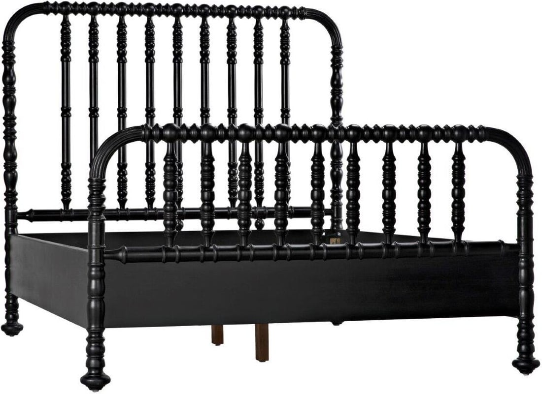 Bachelor Queen Bed In Hand Rubbed Black: Bachelor Queen Bed In Hand Rubbed Black The understated lines of this bed are elevated by unexpected details and sublime craftmanship. A classic bubble, or spool, design hand-carved of solid mahogany,