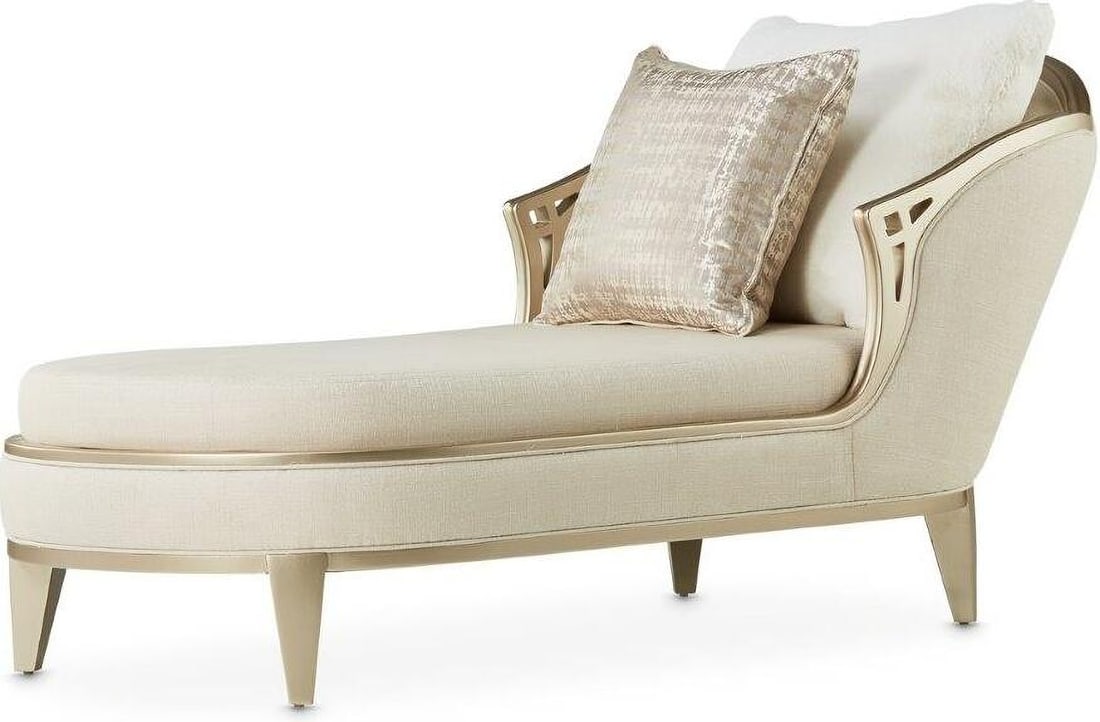 Villa Cherie Chaise In Pearl/Caramel: Villa Cherie Chaise In Pearl/Caramel The classic way to lounge. Don a dramatic silk robe or curl up in loungewear. Either way, you're going to feel fabulous on the Villa Cherie Chaise. Chaise is desig