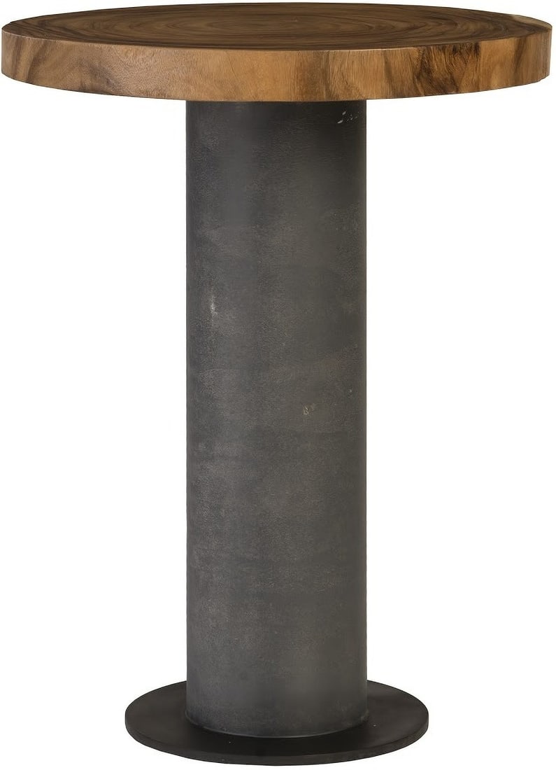 Concrete Bar Table: Concrete Bar Table A blend of cool concrete with the warm wood grain of Chamcha wood, the Concrete Bar Set uses mixed material and clean lines for an organic contemporary feel. Item Dimensions: Height