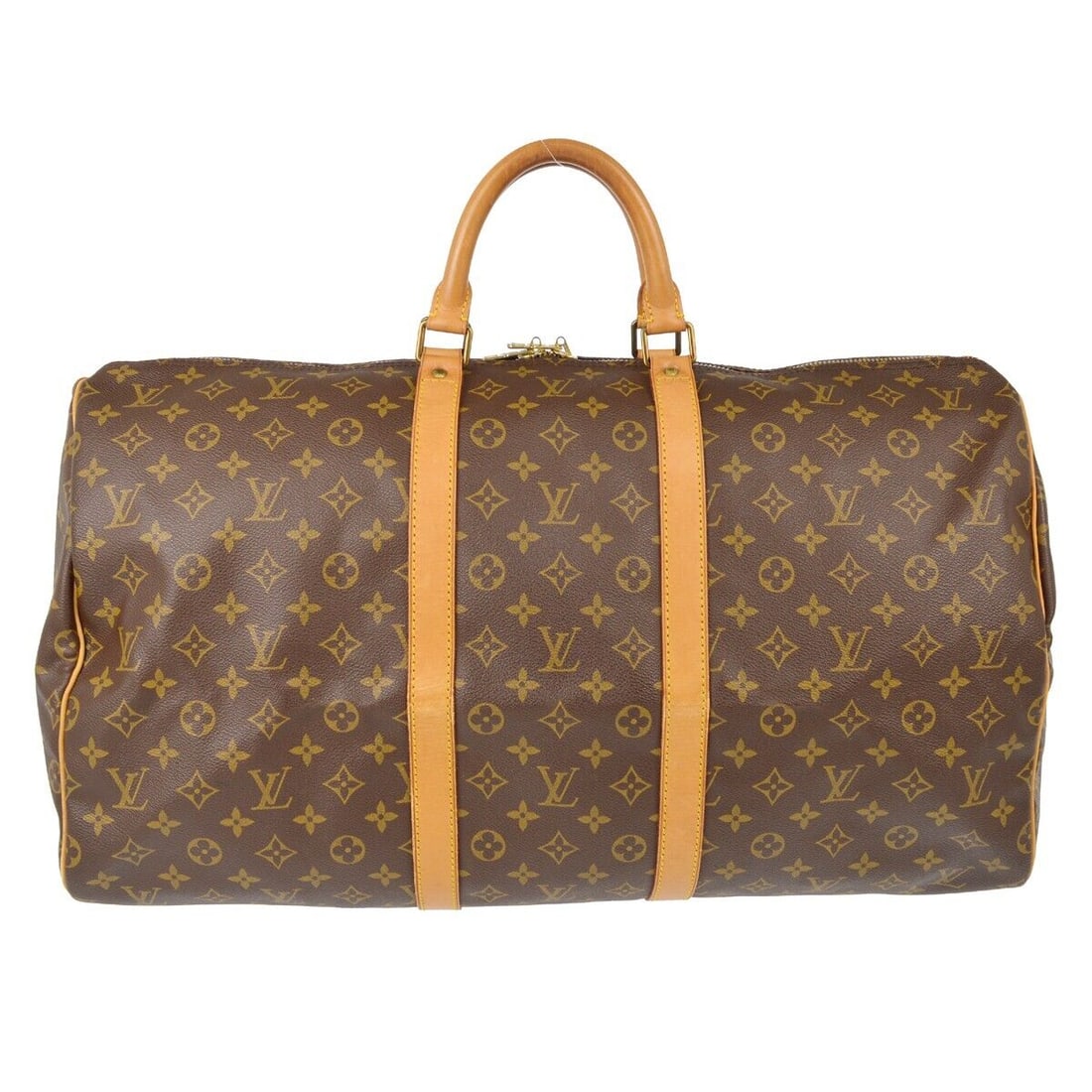Louis Vuitton Monogram Keepall 55 Travel Duffle Handbag M41424 MI0970: Louis Vuitton Monogram Keepall 55 Travel Duffle Handbag M41424 MI0970 Bag Width: 22 in Pattern: Monogram Closure: Zip Bag Height: 12 in Occasion: Travel Size: Extra Large Handle Style: Double Handles 