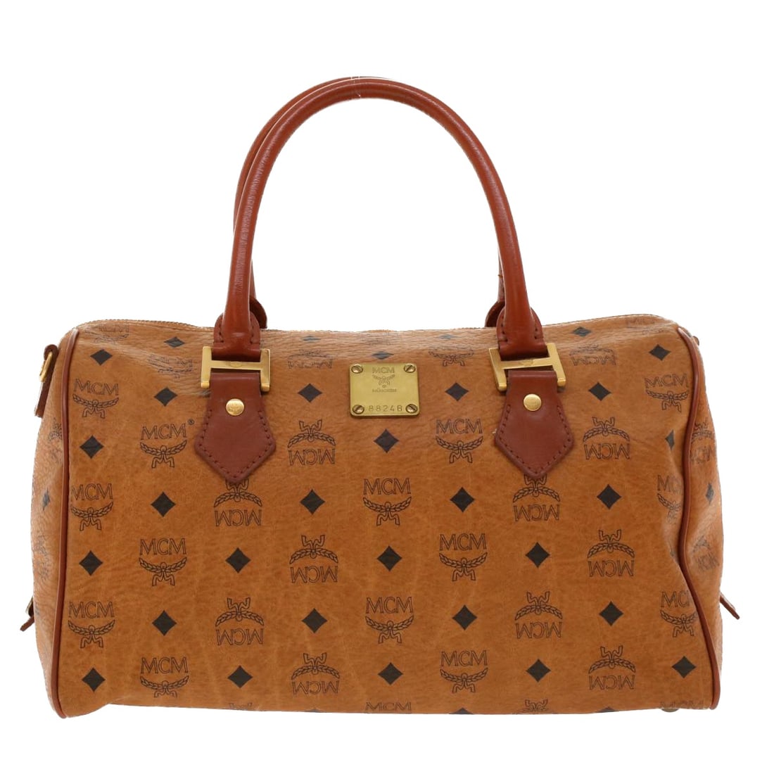 MCM Visetos: MCM Visetos Brand: MCM Model: Visetos Gender: F Color: Brown Material: Canvas Dimensions: W33cm x H19cm x D20cm Comments: The MCM Visetos Boston Bag is a stylish accessory designed for women. Made wit