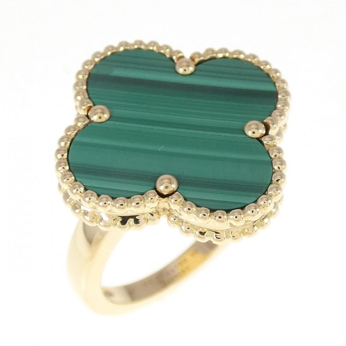 Van Cleef & Arpels Magic Alhambra Ring: Van Cleef & Arpels Magic Alhambra Ring Style: Ring Material: 750 Yellow Gold Gender: Ladies" Size: 7 (US size) (54) Accessories: Comes with:Box Comes with:Warranty Main Stone: Malachite Weight: approx