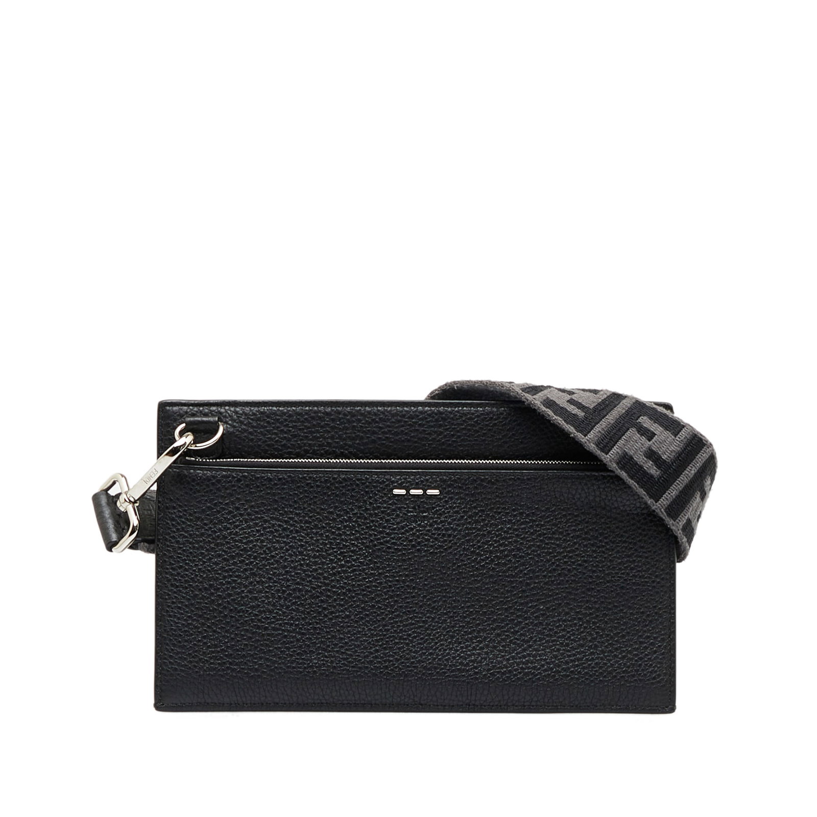 Fendi Flat Pouch Leather Crossbody: Fendi Flat Pouch Leather Crossbody This crossbody bag features a leather body a flat strap a flap with magnetic snap closures an exterior zip pocket and interior slip pockets. Brand: Fendi Model: Flat