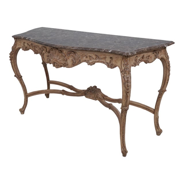 Finely Carved French Style Marble Top Console Table: Finely Carved French Style Marble Top Console Table Excellent Super Clean Original Finish & Condition Dimensions: 60.5"W x 23"D x 34.5"H Styles: French Table Shape: Other (unique shapes) Period: 1990s