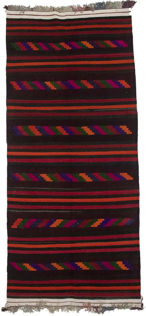 Stripes Flat Weave Tribal Kilim 4X10'5 Oriental Hallway Runner Rug Wool Carpet: Stripes Flat Weave Tribal Kilim 4X10'5 Oriental Hallway Runner Rug Wool Carpet Free continental US Shipping 'Type: Runners Color: Black Red Orange Green Blue Ivory Eggplant etc Size: 4"4 X 10"5 Materi