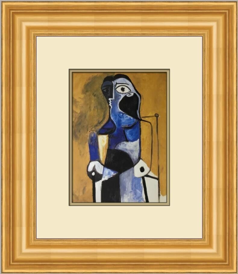 Pablo Picasso Seated Woman Custom Framed Print: Pablo Picasso Seated Woman Custom Framed Print Artist: Pablo Picasso Unit Of Sale: Single-Piece Work Size: Medium (up to 36in.) Custom Bundle: No Item Length: 18 in Region Of Origin: USA Framing: Matt