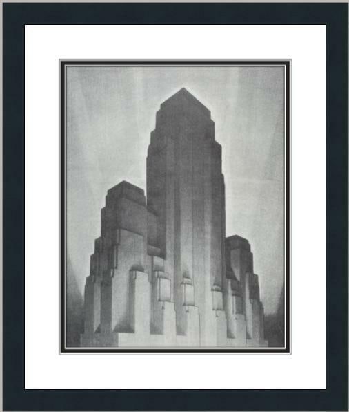 Hugh Ferriss - Envelopes Fourth Stage Custom Gallery Framed Print: Hugh Ferriss - Envelopes Fourth Stage Custom Gallery Framed Print Features: Framed Matted Region Of Origin: united states Item Width: 14 in Title: Envelopes Fourth Stage Production Technique: Lithogra