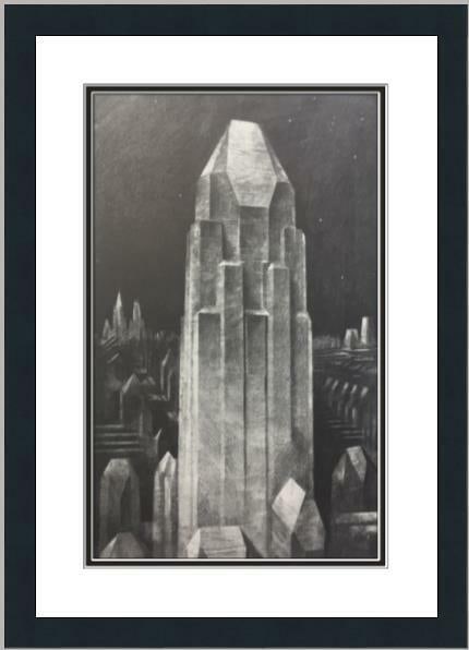 Hugh Ferriss - Night in the Science Zone Custom Gallery Framed Print: Hugh Ferriss - Night in the Science Zone Custom Gallery Framed Print Features: Framed Matted Region Of Origin: united states Item Width: 14 in Title: Night in the Science Zone Production Technique: Li