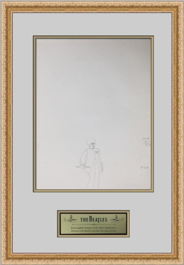 Original 1968 Beatles Paul McCartney P34 Original Animation Drawing Framed: Original 1968 Beatles Paul McCartney P34 Original Animation Drawing Framed Animation Studio: King Features Signed By: Ron Campbell Character: Paul McCartney Tradition: Western Animation Title: Yellow 