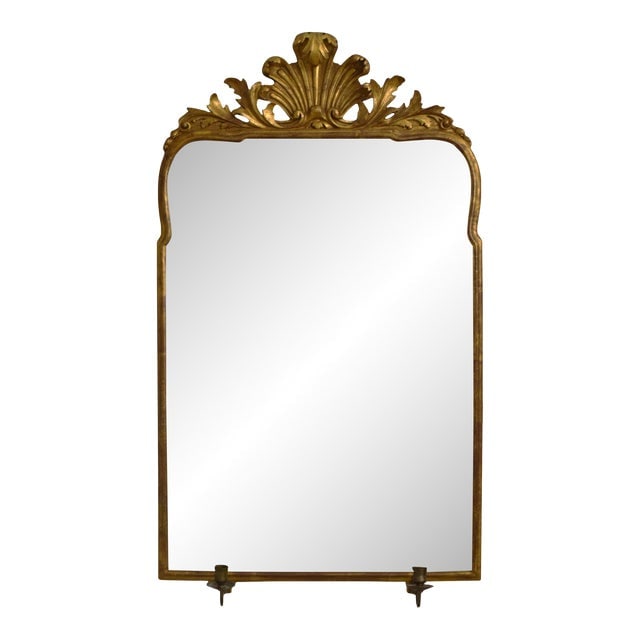 Mirror Fair Vintage Gold Gilt Mirror W. Candelabras: Mirror Fair Vintage Gold Gilt Mirror W. Candelabras Excellent Original Finish & Condition Dimensions: 25"W x 6"D x 43"H Styles: Traditional Period: 1950s Country of Origin: United States Item Type: Vi
