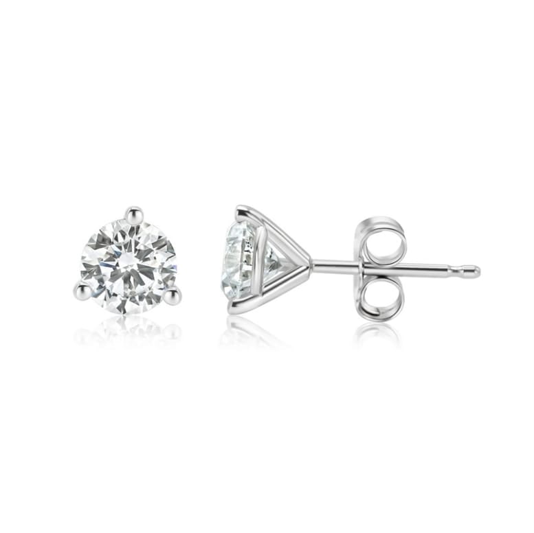 14K White Gold Lab Grown Diamond 1.42 Ct SI Clarity Stud Earrings: 14K White Gold Lab Grown Diamond 1.42 Ct SI Clarity Stud Earrings This exquisite pair of earrings features lab grown diamonds set in 14K white gold. With a total carat weight of 1.42 ct., the diamonds