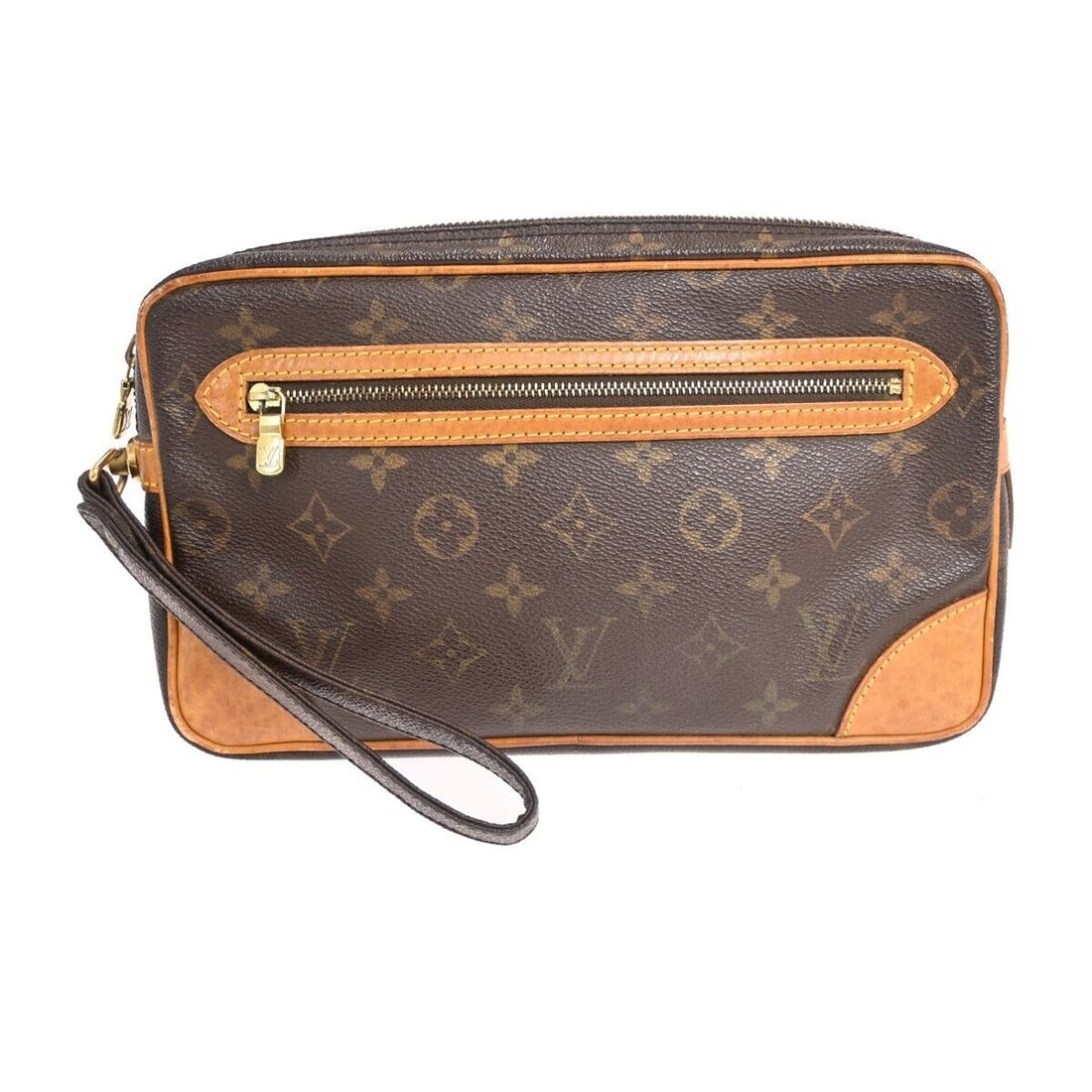 Louis Vuitton Marly Dragonne GM Brown Monogram Clutch Bag: Louis Vuitton Marly Dragonne GM Brown Monogram Clutch Bag This Louis Vuitton Marly Dragonne GM Clutch Bag is crafted from Monogram canvas leather, showcasing a classic and timeless design. The bag fea