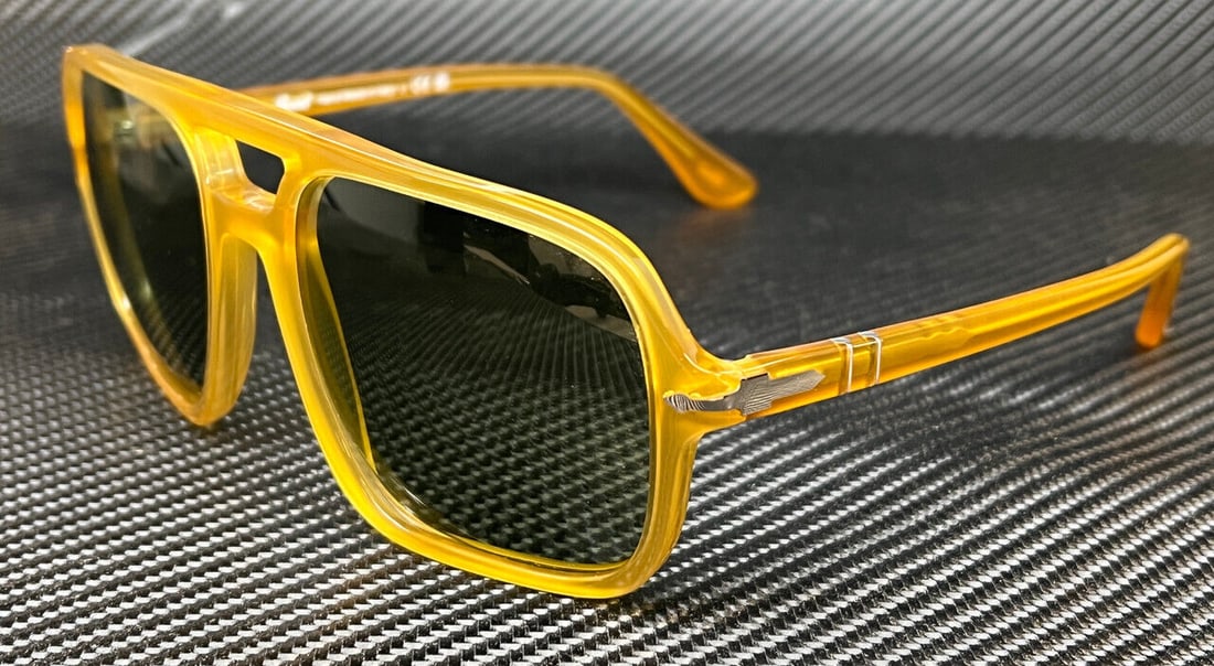 PERSOL PO3328S Miele Yellow Unisex 58mm Sunglasses: PERSOL PO3328S Miele Yellow Unisex 58mm Sunglasses Elevate your style with these PERSOL PO3328S 204 4E Miele Yellow Unisex Sunglasses. Featuring a vibrant yellow frame, these sunglasses are designed t