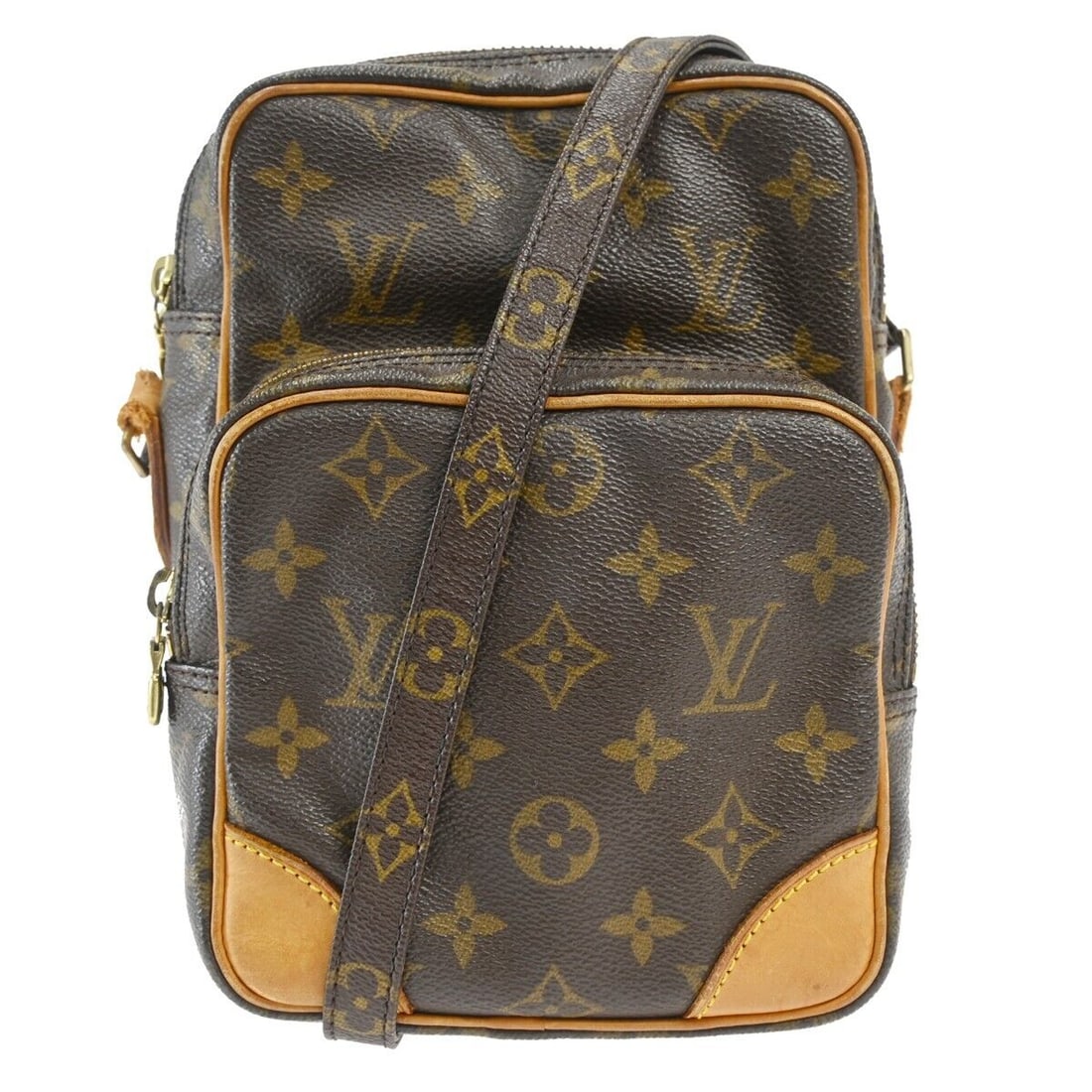 Louis Vuitton Monogram Amazon Crossbody Bag Brown Canvas Leather: Louis Vuitton Monogram Amazon Crossbody Bag Brown Canvas Leather This Louis Vuitton Amazon Crossbody Shoulder Bag features the iconic Monogram pattern, crafted from Monogram Canvas Leather. The bag me