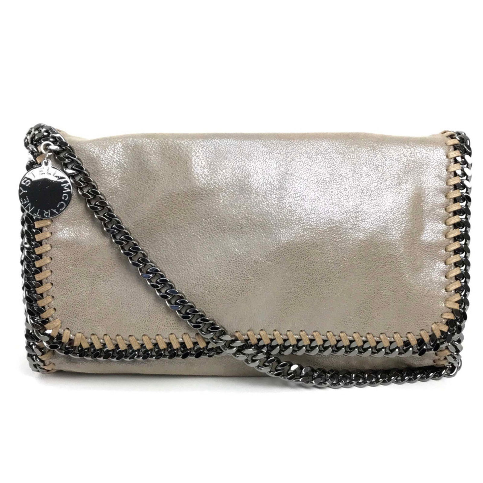 Stella McCartney Beige Polyester Falabella Clutch Shoulder Bag: Stella McCartney Beige Polyester Falabella Clutch Shoulder Bag This Stella McCartney Falabella Shoulder Bag is a versatile clutch bag designed for women. Made from durable polyester, it features a chi