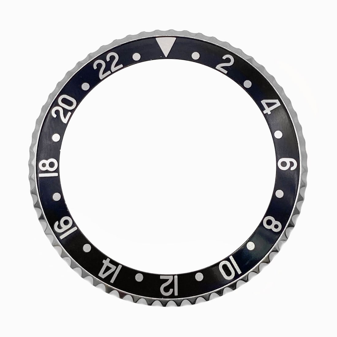 Rolex Steel Aluminum Black Insert Watch Bezel for GMT-Master Old Models: Rolex Steel Aluminum Black Insert Watch Bezel for GMT-Master Old Models Type: Bezel Color: Black Material: Aluminum Stainless Steel With Original Packaging: No Pre-Owned The BIDHAUS Guarantee: All ite