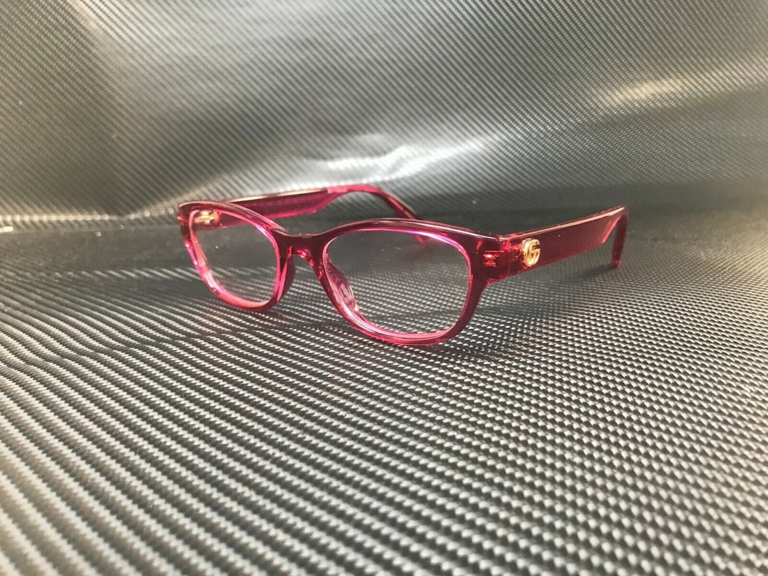 GUCCI Pink Rectangle Eyeglasses 47mm Acetate Frame: GUCCI Pink Rectangle Eyeglasses 47mm Acetate Frame Style: Rectangle. Temple Length: 140 mm. Lens Socket Width: 47 mm. Type: Eyeglasses. Bridge Width: 17 mm. Frame Material: Acetate Plastic. Frame Colo