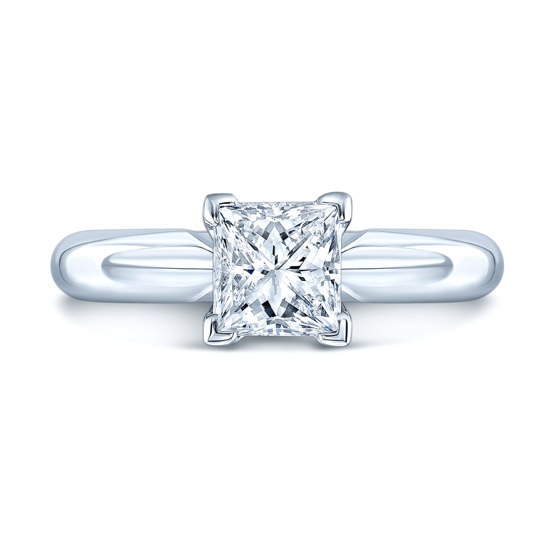 Stunning 1 Carat Princess Cut Diamond Engagement Ring in Platinum: Stunning 1 Carat Princess Cut Diamond Engagement Ring in Platinum This exquisite solitaire engagement ring features a stunning princess cut diamond set in a classic platinum mounting. Crafted from pla