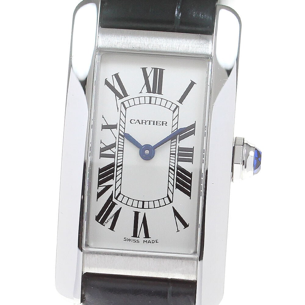 Cartier Tank American SM Quartz Ladies Watch Silver Dial Leather Strap: Cartier Tank American SM Quartz Ladies Watch Silver Dial Leather Strap Type: wristwatch. condition rank. Body rank SA. Belt trunk B. Product condition. glass in good condition. Case: slight scratches