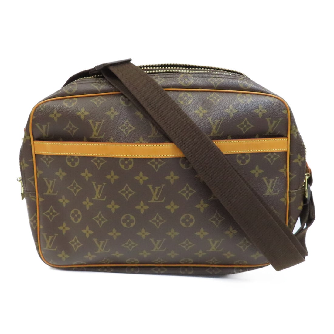 Louis Vuitton Reporter GM Brown Shoulder Bag PVC Canvas 11 inches: Louis Vuitton Reporter GM Brown Shoulder Bag PVC Canvas 11 inches This LOUIS VUITTON Reporter GM Shoulder Bag is crafted from durable PVC coated canvas in a classic brown color. It features a spacious