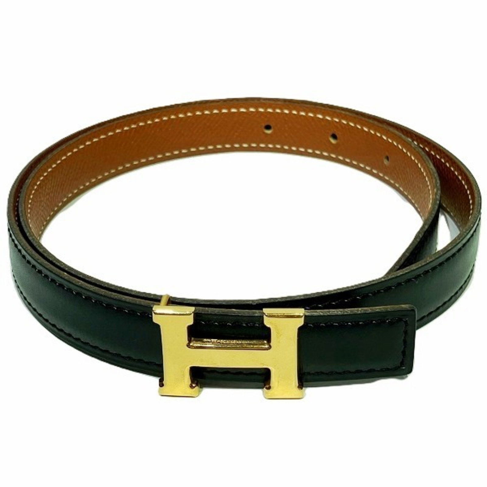 Hermes Constance Belt Black Brown Leather Gold H Buckle 60cm to 65cm: Hermes Constance Belt Black Brown Leather Gold H Buckle 60cm to 65cm This exquisite Hermes Constance belt features a striking gold buckle with the iconic engraved H design, perfect for enhancing any o