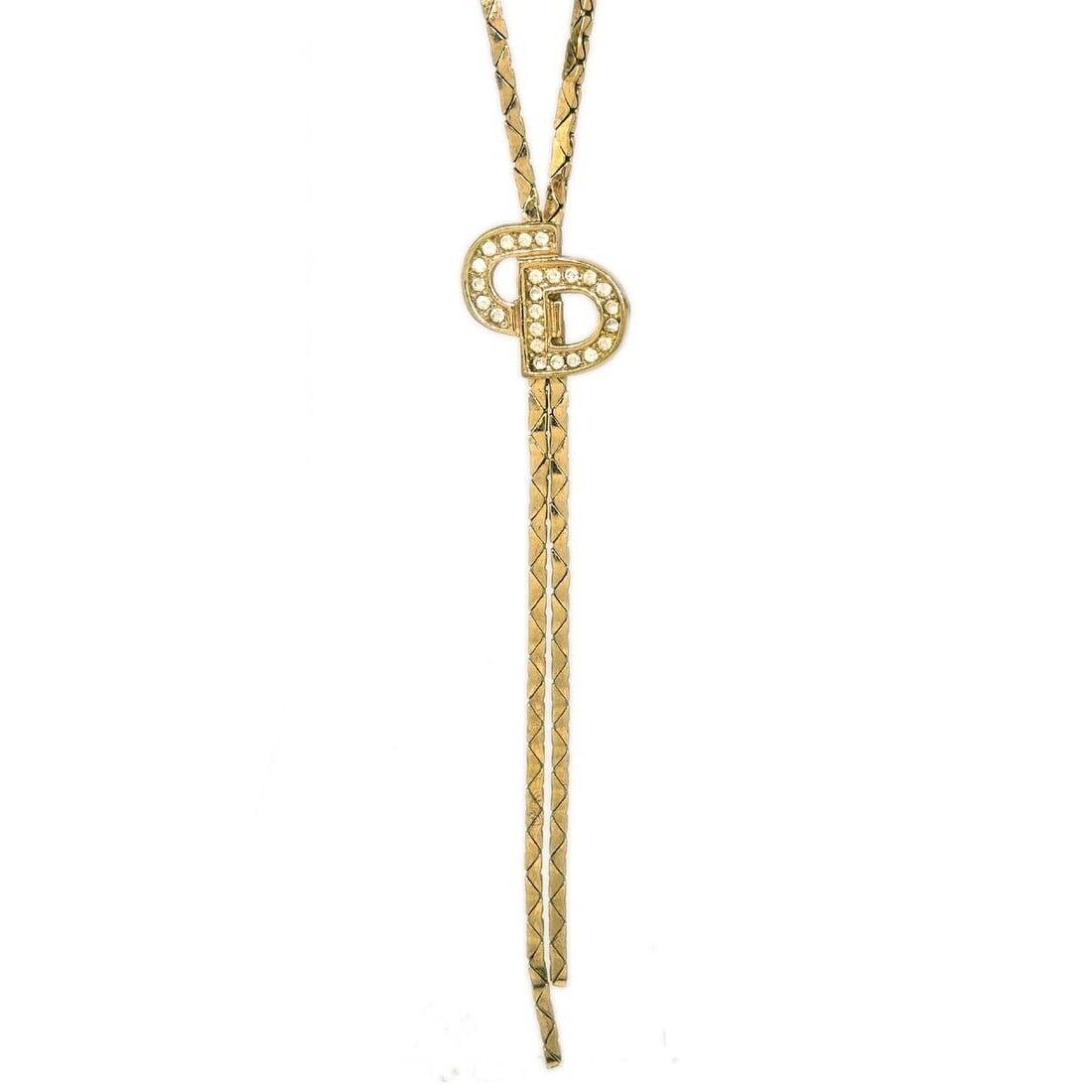 Vintage Christian Dior Gold-plated Charm Necklace Pendant: Vintage Christian Dior Gold-plated Charm Necklace Pendant This vintage Christian Dior necklace features a charming gold-plated pendant. The design includes a chain pendant style, making it a stylish a