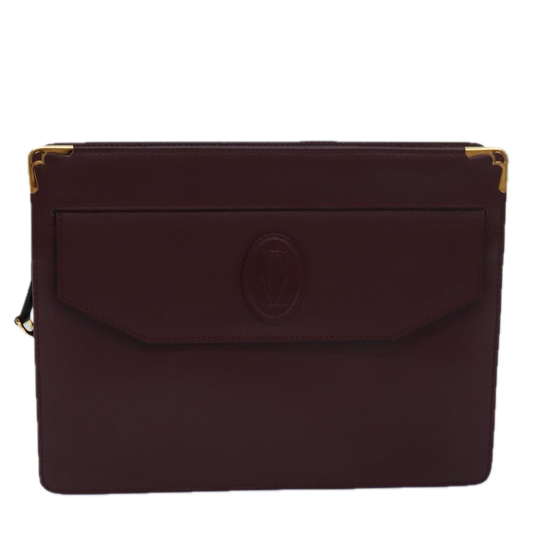 Cartier Must Clutch Bag Burgundy Leather 26cm x 19cm: Cartier Must Clutch Bag Burgundy Leather 26cm x 19cm The Cartier Must de Cartier clutch bag is a sophisticated accessory crafted from high-quality burgundy leather. With dimensions of W26cm x H19cm x