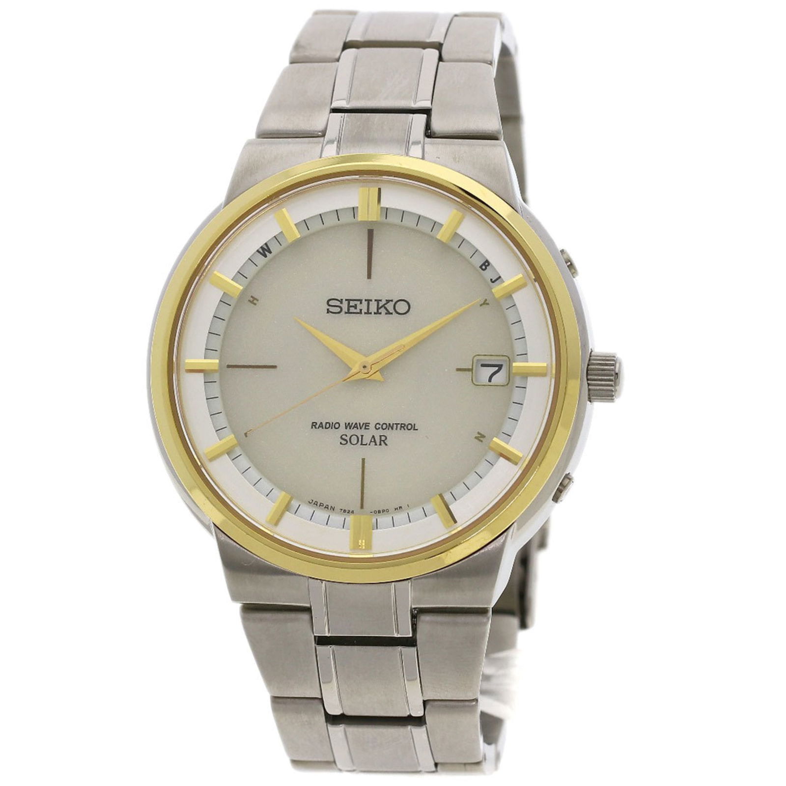 Seiko Titanium Men's Watch 40mm Ivory Dial Solar Movement: Seiko Titanium Men's Watch 40mm Ivory Dial Solar Movement This Seiko 7B24-0AZ0 SPIRIT Titanium Men's Watch features a durable titanium case and band, ensuring both strength and lightweight comfort. Th