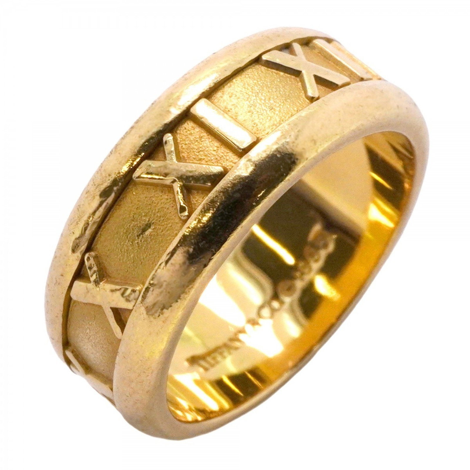 Tiffany Atlas Women's Band Ring in 18K Yellow Gold Size 10: Tiffany Atlas Women's Band Ring in 18K Yellow Gold Size 10 This Tiffany Atlas Ring is crafted from 18K yellow gold and designed as a band ring for women. It is size 10 and exhibits slight overall scra