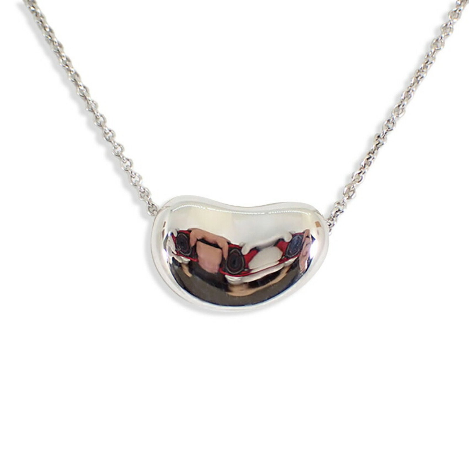 Tiffany Sterling Silver 925 Bean Pendant Necklace for Women 15.94 Inches: Tiffany Sterling Silver 925 Bean Pendant Necklace for Women 15.94 Inches This Tiffany bean pendant necklace is crafted from sterling silver 925, offering a timeless appeal. Designed for women, the nec