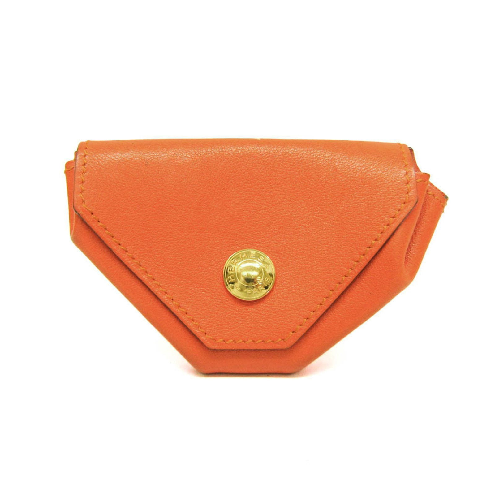 Hermes LE 24 Orange Leather Coin Purse Women's Vintage 1988: Hermes LE 24 Orange Leather Coin Purse Women's Vintage 1988 This Hermes LE 24 Women's Coin Purse is a stylish accessory crafted from high-quality leather in a vibrant orange color. Originating from Fr