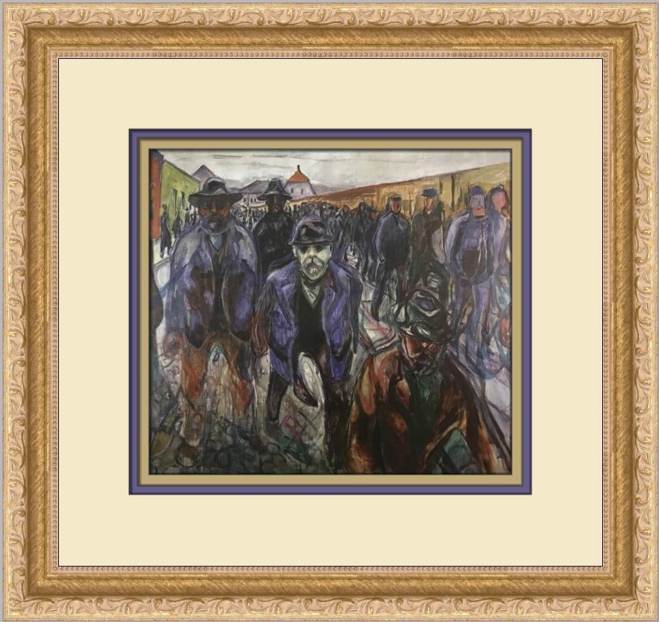 Edvard Munch Workers Returning Home Framed Lithograph Print: Edvard Munch Workers Returning Home Framed Lithograph Print Discover this stunning custom framed print of Edvard Munch's iconic artwork "Workers Returning Home." This exquisite piece showcases Munch's