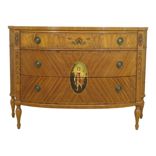 Stunning 1930s Hand Painted Dovetailed Drawer Construction Side Table: Stunning 1930s Hand Painted Dovetailed Drawer Construction Side Table Introducing a stunning Robert Irwin Satinwood Paint Decorated Commode Chest from the 1930s. This exquisite piece features dovetail