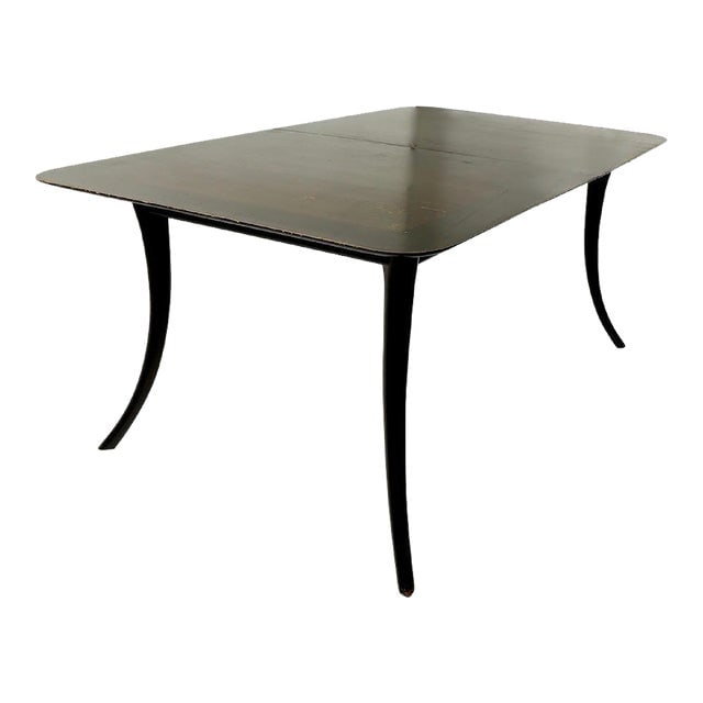 Robsjohn Gibbings for Widdicomb Black Walnut Dining Table: Robsjohn Gibbings for Widdicomb Black Walnut Dining Table Discover the elegance of the iconic Saber Leg Dining Table designed by T.H. Robsjohn-Gibbings for Widdicomb. This vintage piece showcases chic