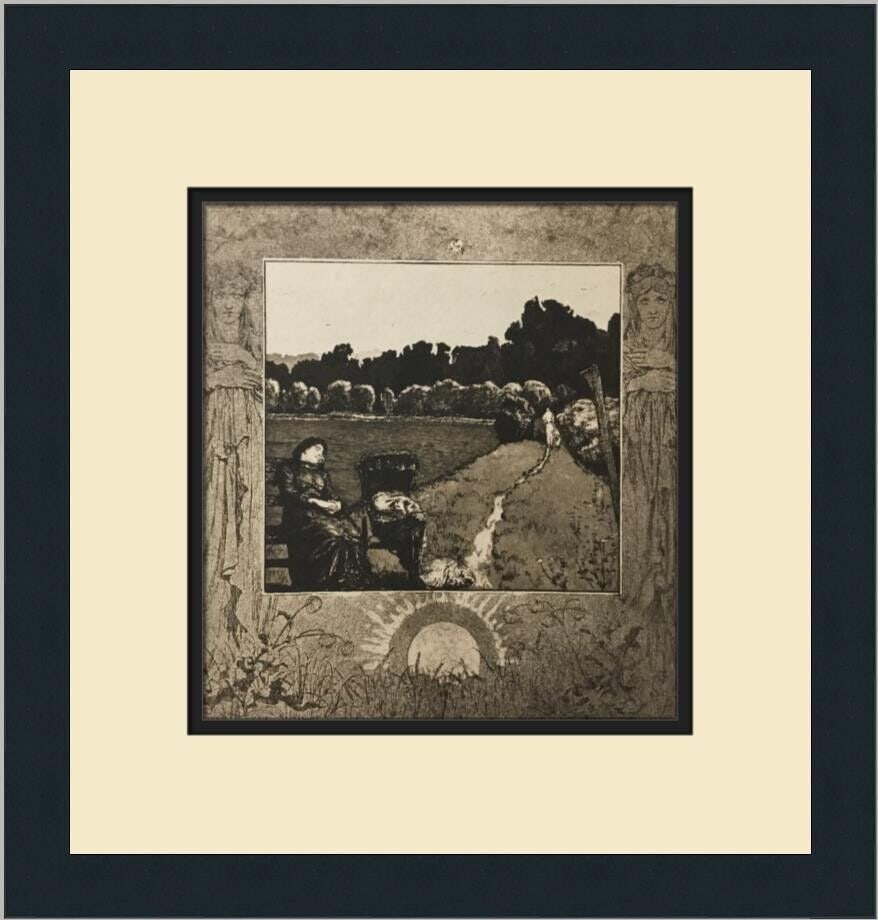 Max Klinger Mother and Child Offset Lithograph Print 1968: Max Klinger Mother and Child Offset Lithograph Print 1968 This custom framed print titled "Mother and Child" by artist Max Klinger captures the essence of Expressionism and Impressionism. Created in 1