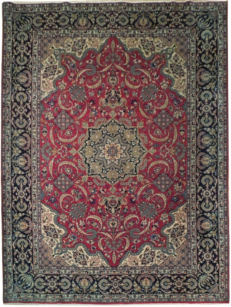 10' x 12'10" Handmade Sarouk Area Rug - Red Ivory Beige - Wool - Iran: 10' x 12'10" Handmade Sarouk Area Rug - Red Ivory Beige - Wool - Iran Enhance your living space with this exquisite 10 x 12'10 Red Classic Persian Semi Antique Sarouk Rug. Handwoven in Iran, this stun
