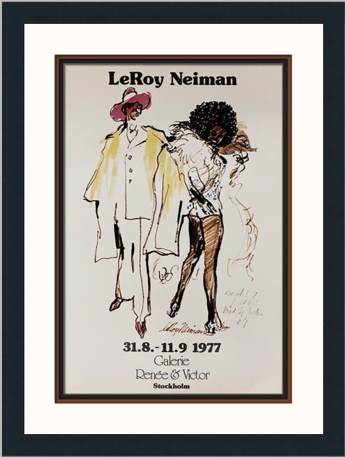 LeRoy Neiman 1st One Man Show Framed Print 22x17 Inches: LeRoy Neiman 1st One Man Show Framed Print 22x17 Inches Experience the vibrant artistry of LeRoy Neiman with this custom framed print titled "1st One Man Show Galerie Renee & Victor Sweden." This cont