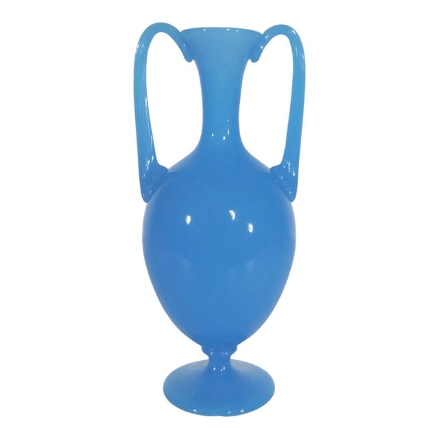 Vintage Blue Glass Vase by Gunnar Ander for Lindshammer: Vintage Blue Glass Vase by Gunnar Ander for Lindshammer Presenting a stunning Classical Form Blue Glass Vase, expertly crafted in opaque blue glass by Gunnar Ander for Lindshammer in mid-20th century