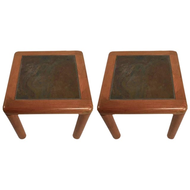 Danish Modern Teak and Slate Tables Pair by Haslev 1980s: Danish Modern Teak and Slate Tables Pair by Haslev 1980s Discover a beautiful pair of Danish modern teak and slate tables crafted by Haslev, known for their exceptional quality and design. These table