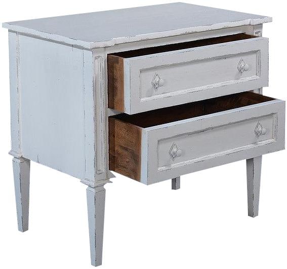 Selena Nightstand: Elegant Storage Solution: Selena Nightstand: Elegant Storage Solution Rediscover the beauty of classic craftsmanship with the Selena Nightstand artfully finished in Distressed Antique White. This refined piece not only promise